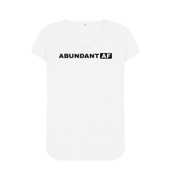 "Abundant AF" organic cotton v-neck tee in white