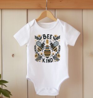 Bee Kind organic cotton baby onesie