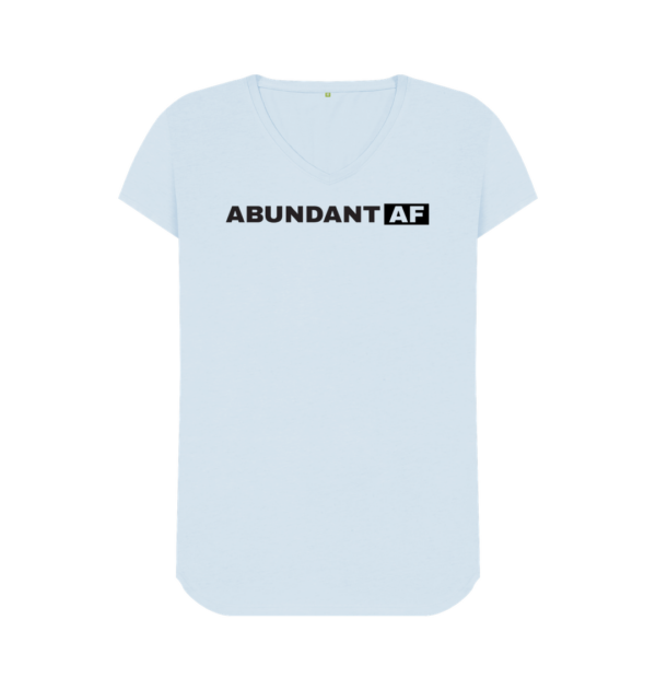 "Abundant AF" organic cotton v-neck tee in sky blue