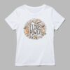 white "Flour Power" t-shirt on gray background