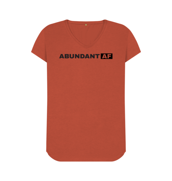 "Abundant AF" organic cotton v-neck tee in rust