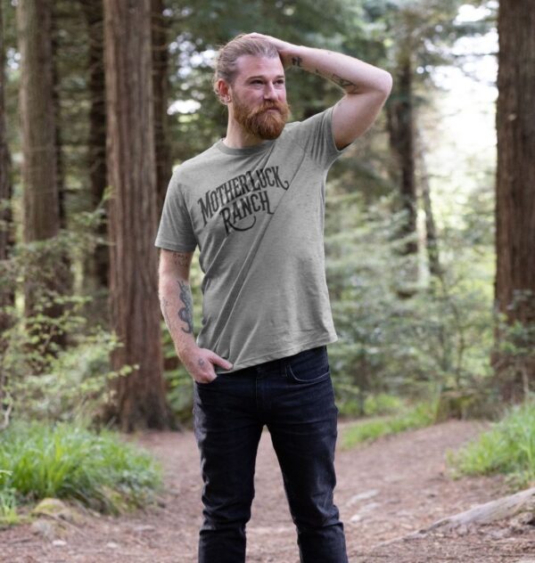 Man wearing the Old West MLR Organic Cotton T-Shirt in Athletic Grey