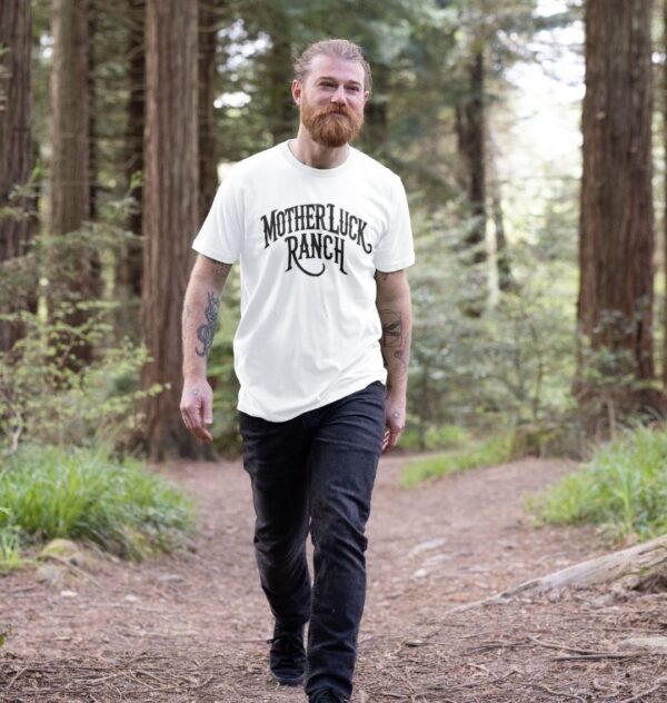 Man wearing the Old West MLR Organic Cotton T-Shirt in White