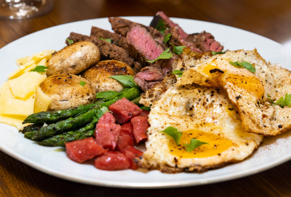 steak and eggs dinner