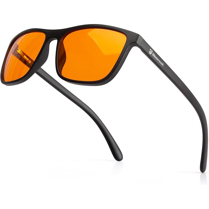 Bloomoak amber blue light blocking glasses with black frame
