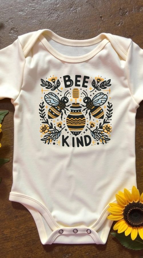 Bee Kind organic cotton baby onesie